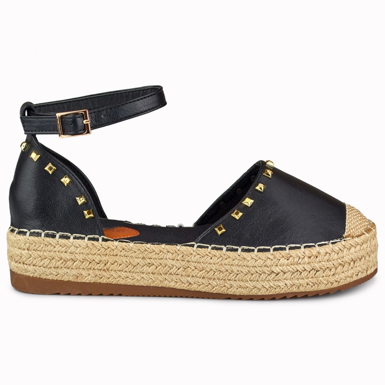 Espadrile negre cu capse prinse la gleznă negru