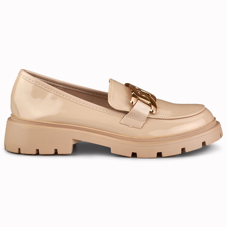 Brogues bej cu decor auriu