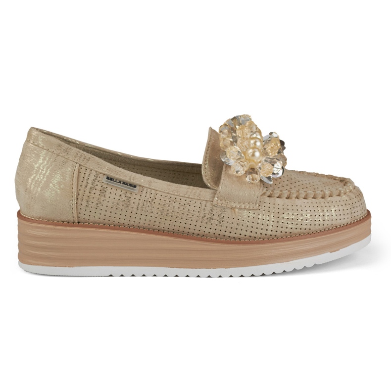 Pantofi ajurati pe platforma cu decor bej