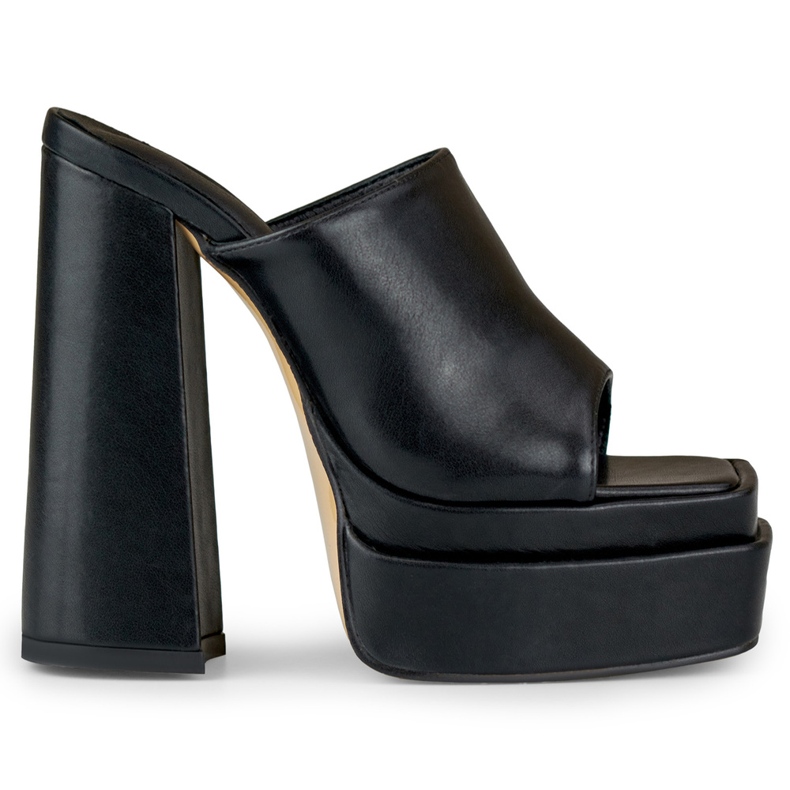 Sandale negre Evelyn cu toc înalt negru