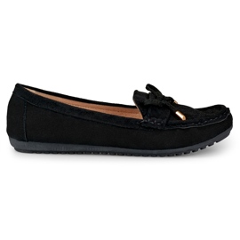 Mocasini negri confortabili cu fundita negru Mocasini negri confortabili cu fundita negru