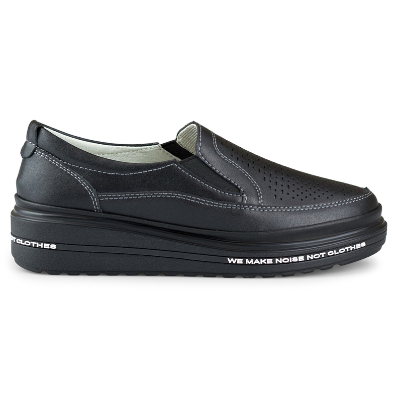 Pantofi de dama ajurati din piele naturala negru