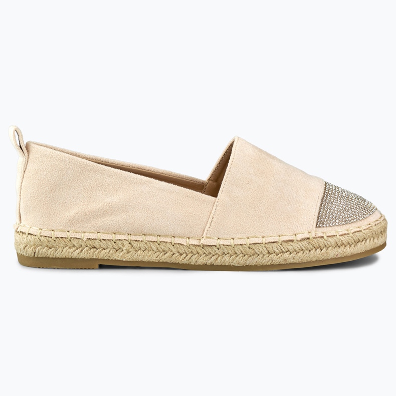 Espadrile de damă bej cu vârf de paiete