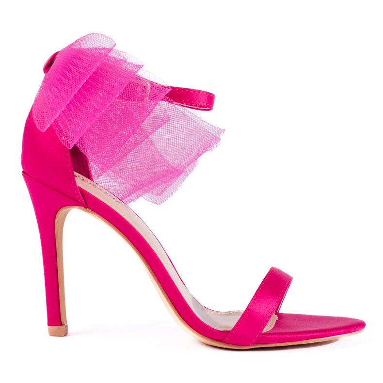 Sandale fucsia cu fundita de tul pe toc stiletto Shelovet roz
