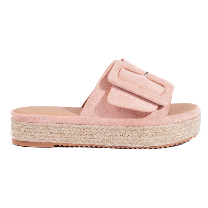 Sandale espadrile din piele intoarsa Shelovet roz