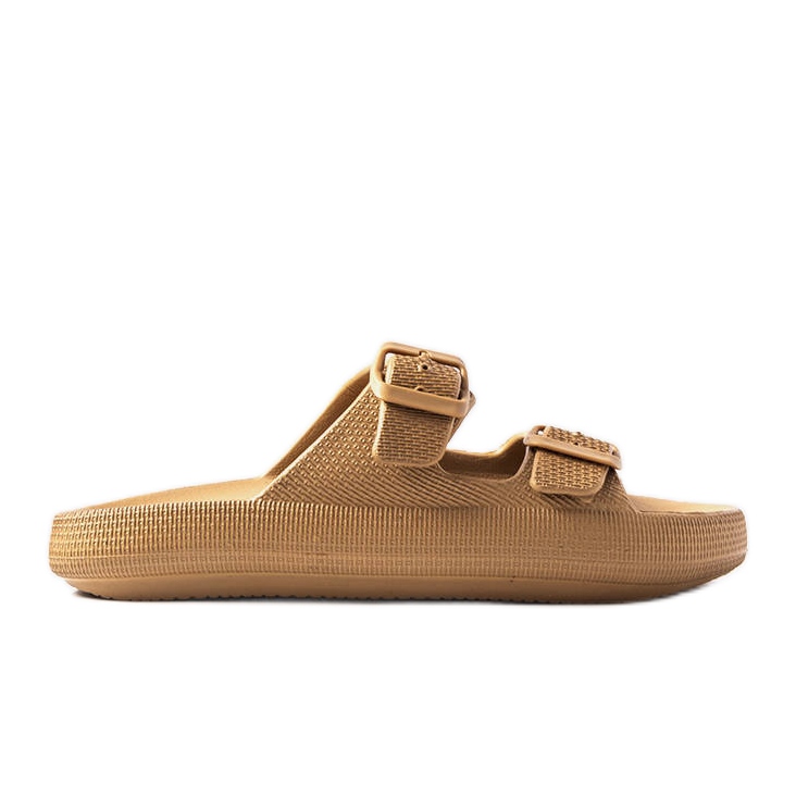 Glisoare din cauciuc maro cu catarame de la Padova Glisoare din cauciuc maro cu catarame de la Padova