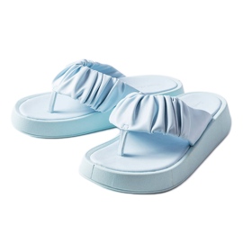 Flip-flops albastri cu volane albastru