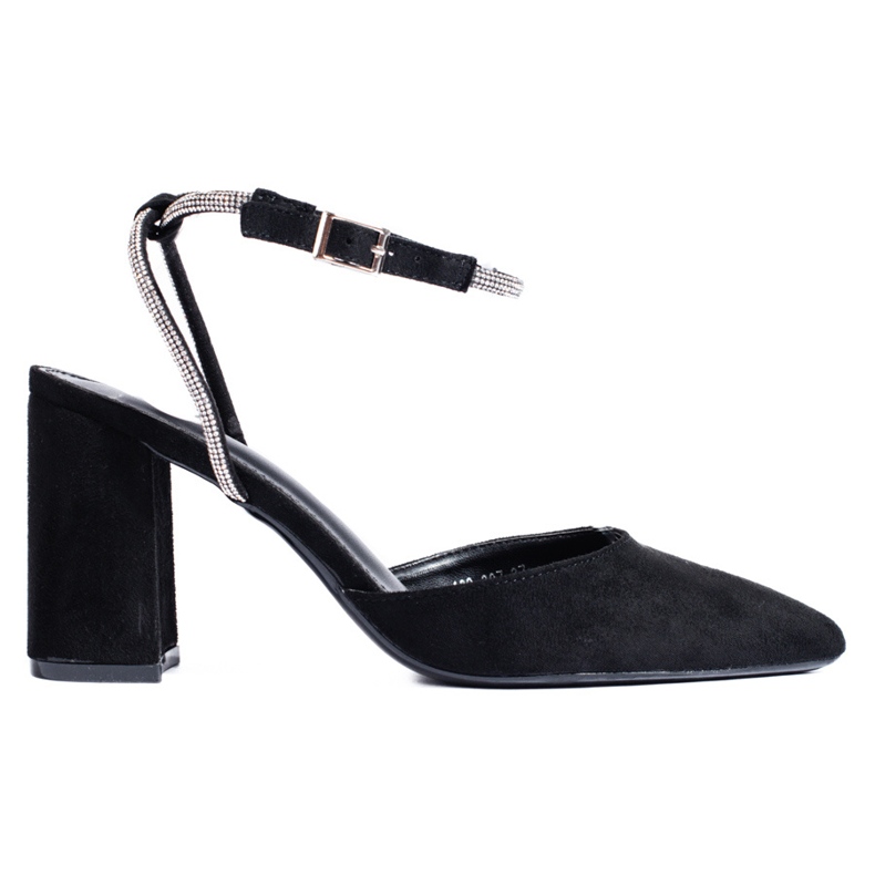 Pompe cu toc deschis din piele intoarsa neagra de la Shelovet negru