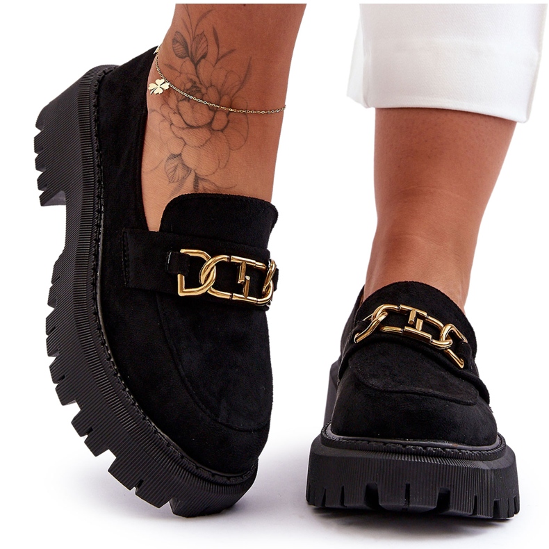 FB2 Mocasini cu platformă din piele intoarsa de dama negri Larey negru FB2 Mocasini cu platformă din piele intoarsa de dama negri Larey negru