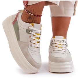 FJ1 Pantofi sport de damă pe o platformă masivă Gemma multicoloră alb FJ1 Pantofi sport de damă pe o platformă masivă Gemma multicoloră alb