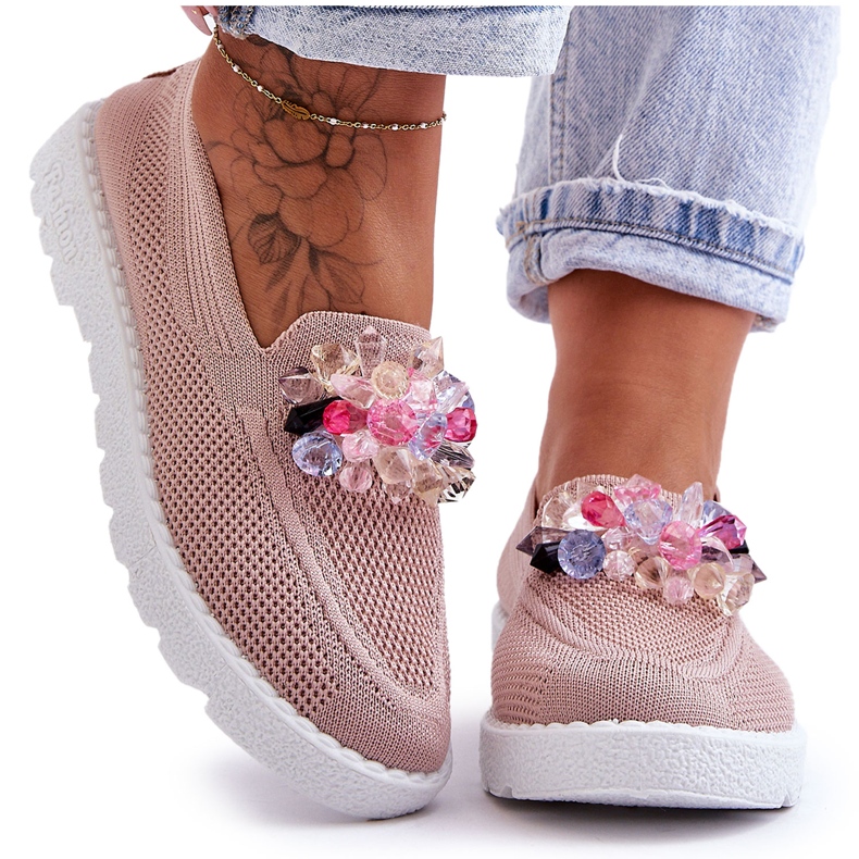 PM1 Pantofi de damă cu slip-on cu ornamente Pink Taylor roz