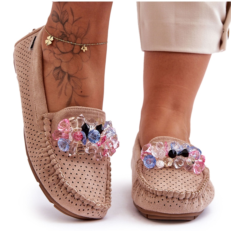 PM1 Mocasini Trendy Din piele intoarsa Cu Ornamente Delima Bej PM1 Mocasini Trendy Din piele intoarsa Cu Ornamente Delima Bej