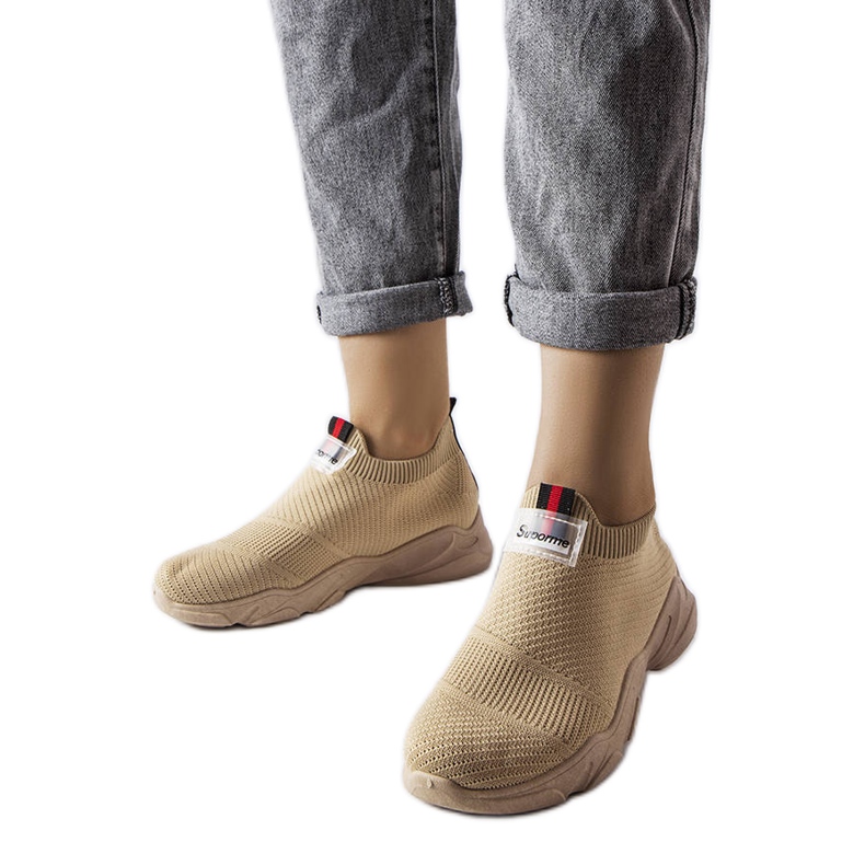 Tenisi slip-on bej închis de la Greco