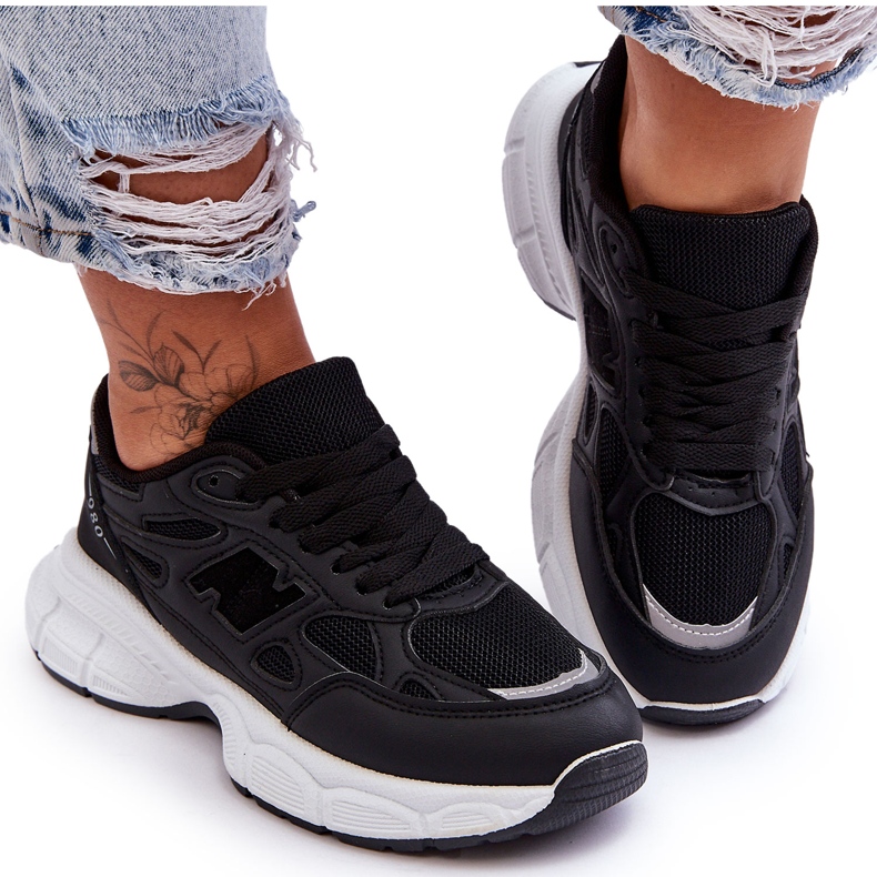 FG2 Pantofi Sport Femei La Moda Cu Plasă Negru Veneția