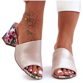 Lewski Shoes Pantofi Leski din piele cu toc înalt pentru femei 3209/K Bej perlat