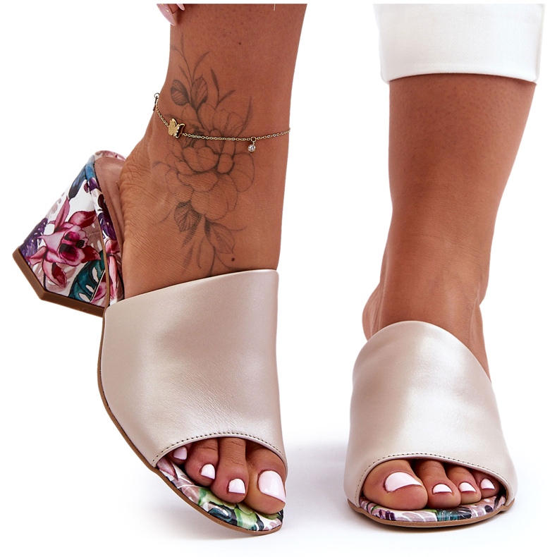 Lewski Shoes Pantofi Leski din piele cu toc înalt pentru femei 3209/K Bej perlat