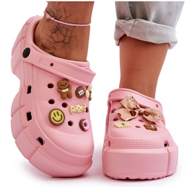 Sandale Crocs De Damă De Spumă Cu Ornamente Pink Marlett roz