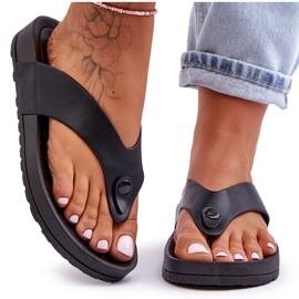 Flip-flops de damă cu platformă neagră Bellitta negru