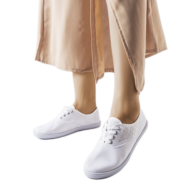 Adidasi albi cu strasuri de la Godfrey