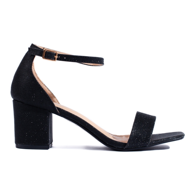 Sandale negre Shelovet cu toc negru