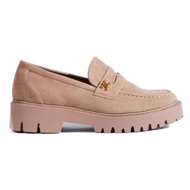 Pantofi clasici de piele intoarsa bej inchis pentru femei de la Shelovet