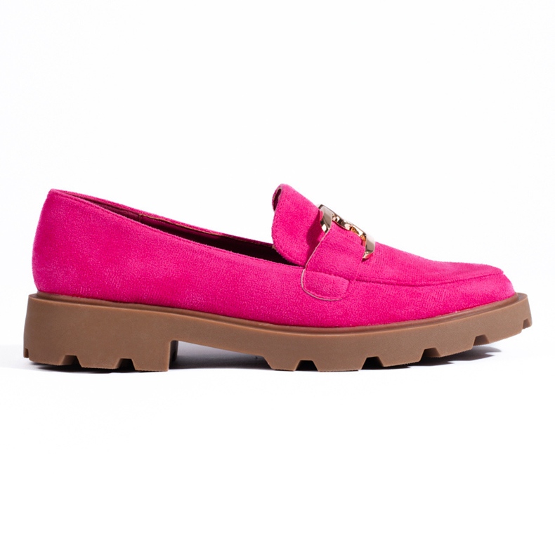 Brogues din piele intoarsa cu lant Shelovet fucsia roz