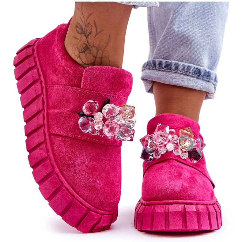 PS1 Pantofi sport la modă, cu decor Fuchsia Desire roz