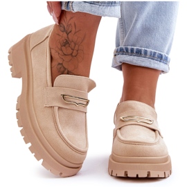 PS1 Mocasini cu slip-on din piele intoarsa de dama Bej Pure Love