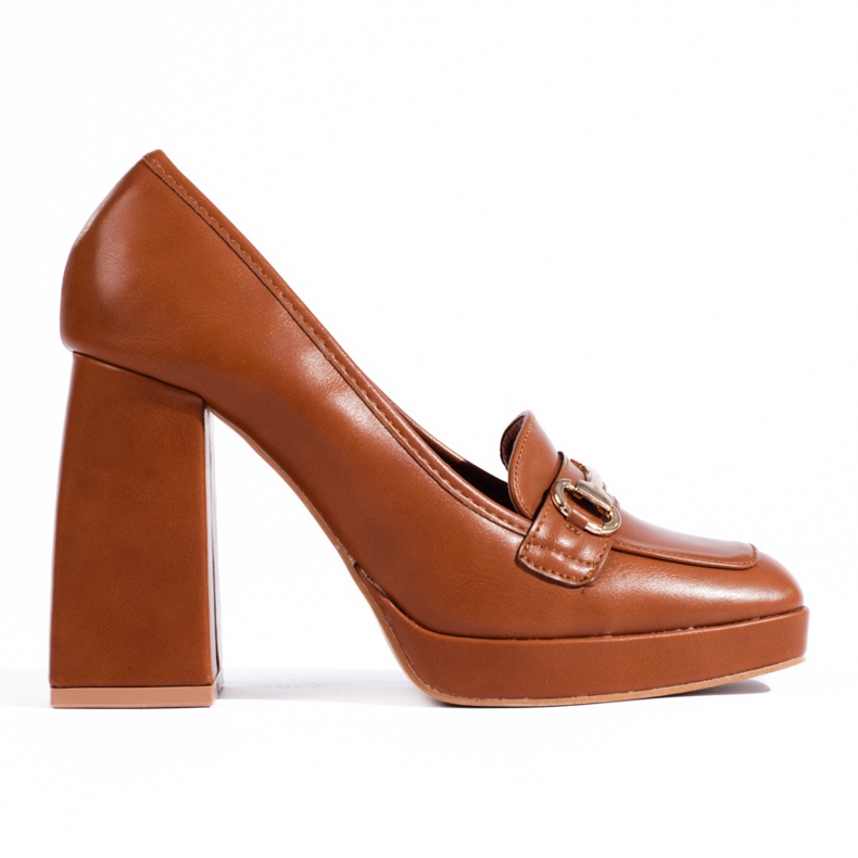 Pompe maro cu toc bloc de la Shelovet