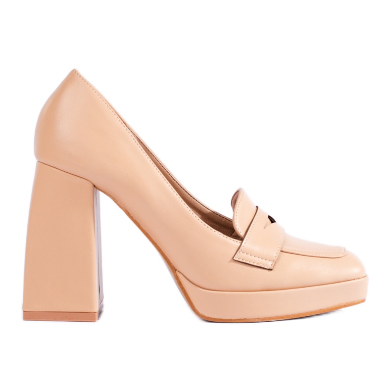 Cizme bej cu bloc gros de la Shelovet