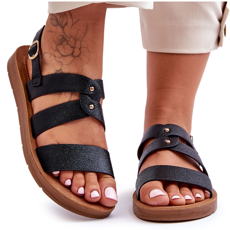 PG1 Sandale strălucitoare pentru femei Catalia negre negru