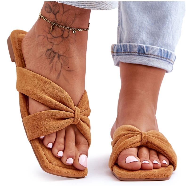 Papuci de velur pentru femei Camel Vanilla Sky maro