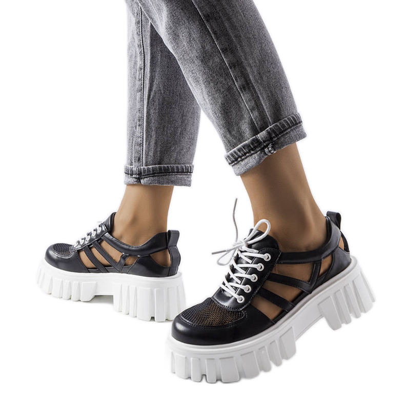 Brogues negri cu talpă masivă Emaline negru