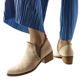 Botine bej decorate cu strasuri Ditten