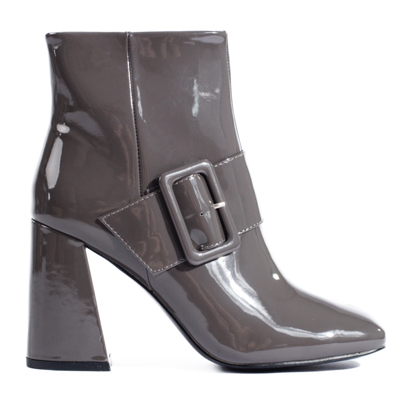Cizme gri patentate cu toc de la Shelovet