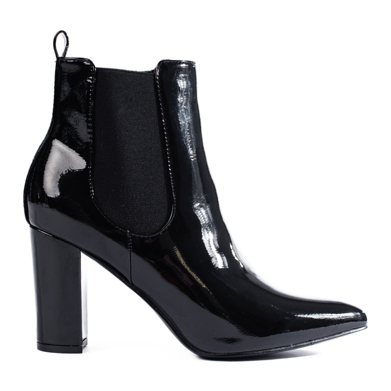 Cizme cu toc negru lacuit Shelovet
