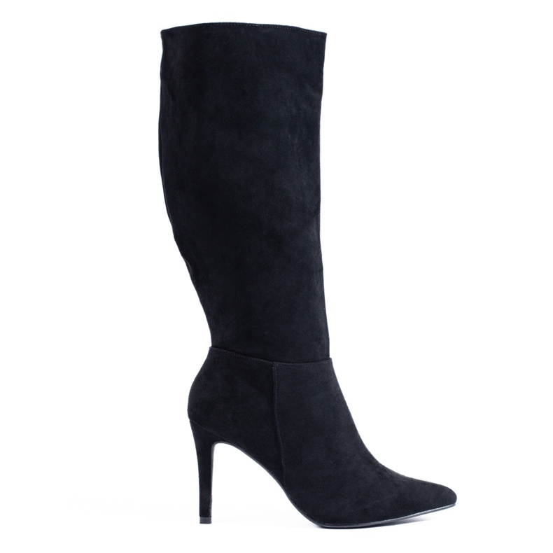 Cizme negre din piele intoarsa cu toc de la Shelovet negru Cizme negre din piele intoarsa cu toc de la Shelovet negru