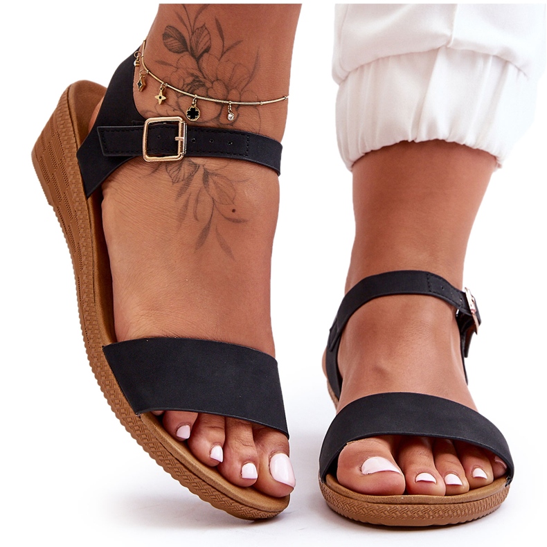 Sandale clasice cu pană joasă Negru Arya