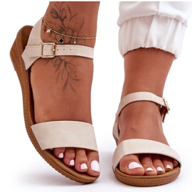 Sandale Arya Classic Low Wedge Bej Sandale Arya Classic Low Wedge Bej
