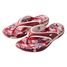 Șlapi Feliksa din textil roșu cu flori roşu