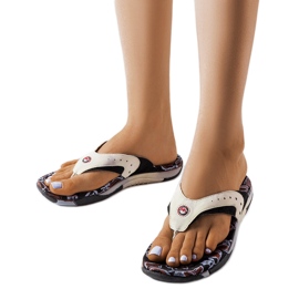 Flip-flops Suoma negru din material textil cu flori