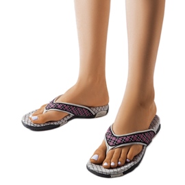 Flip-flops din material textil gri și negru de la Luigia