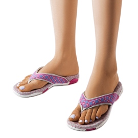 Flip-flops din material textil gri și roz de la Luigia