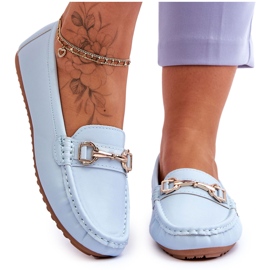 Mocasini clasici din piele albastru deschis Verona