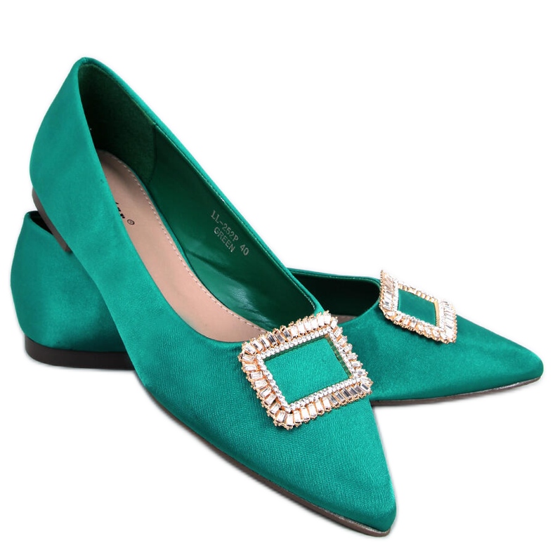 Balerini eleganti cu pietre Lorella Green verde