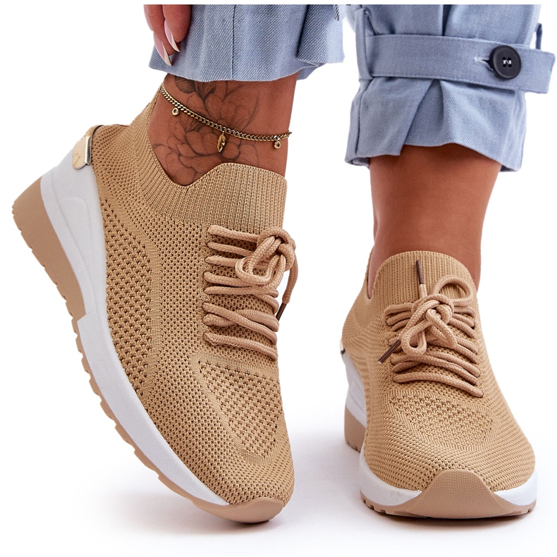 PG1 Pantofi Sport Slip-On Tesatura Bej Visconti Wedge