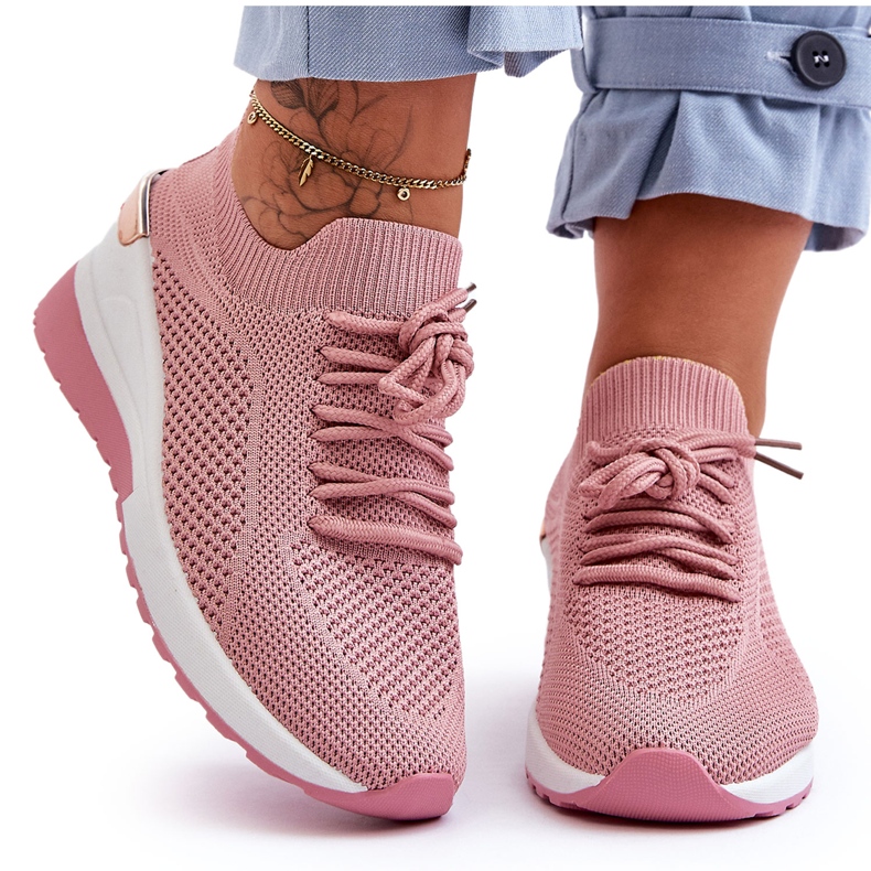 PG1 Pantofi Sport Slip-On Tesatura Pink Visconti Wedge roz