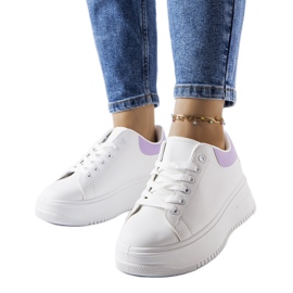 Adidași cu platformă alb și violet de la Holante