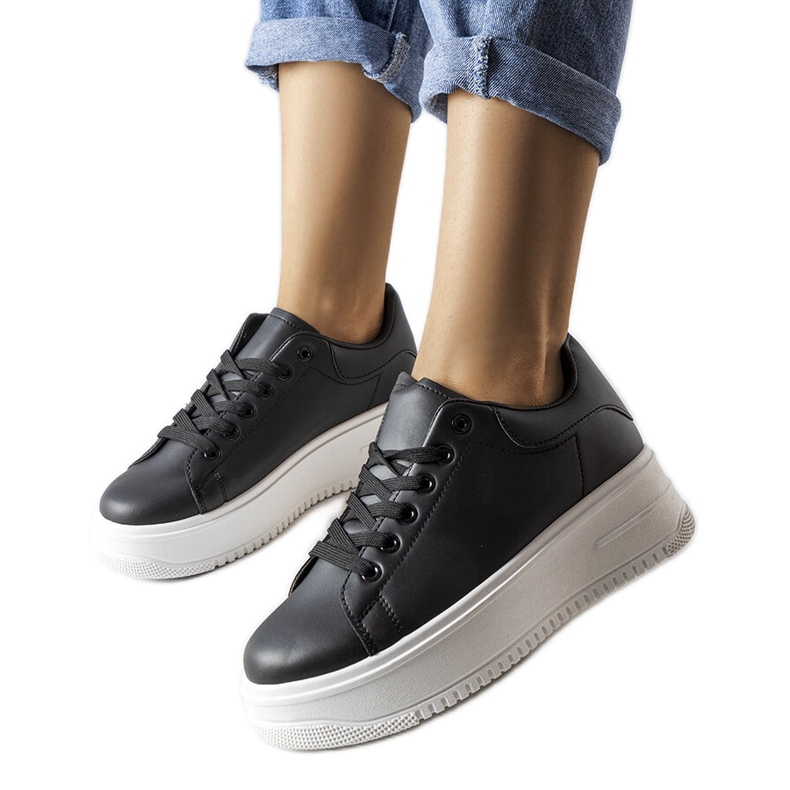 Tenisi Holante negri cu platforma negru