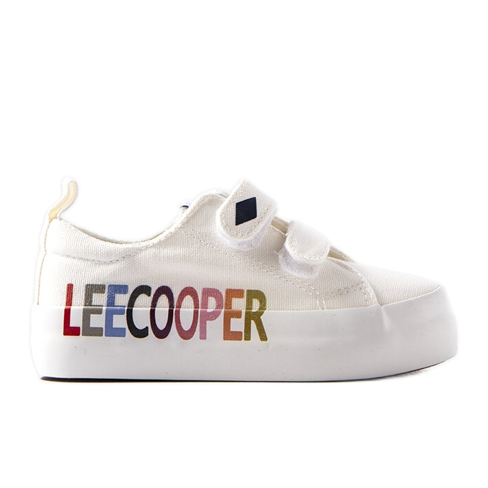 Tenisi albi cu velcro Lee Cooper pentru copii